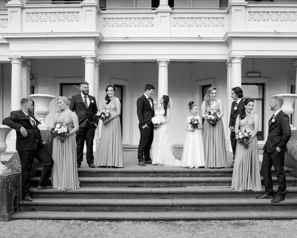 Kamesburgh Gardens - Bridal party on steps
