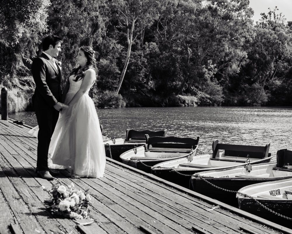 Studley Park - Bride and Groom by boats